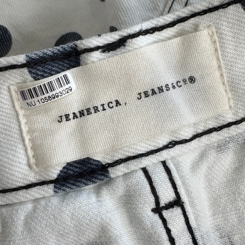Jeanerica Lea White Dotted Denim Polka Dot Mini Skirt Size 6-8 US/40 EU‎
